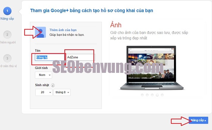 đặt back link google pluss